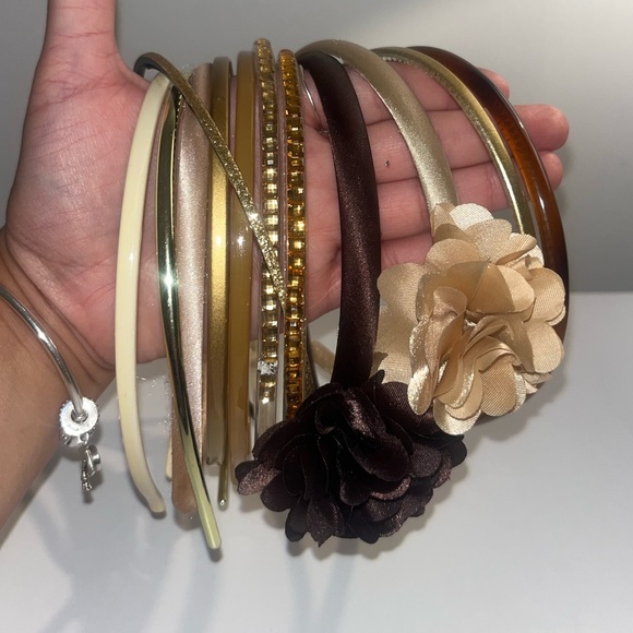 Set of 12 headbands, Gold, Brown & Cream colors - Picture 4 of 5
